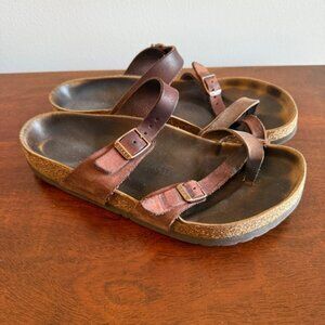 Birkenstock Mayari Brown Leather Women's Sandals - Toe Strap Broken